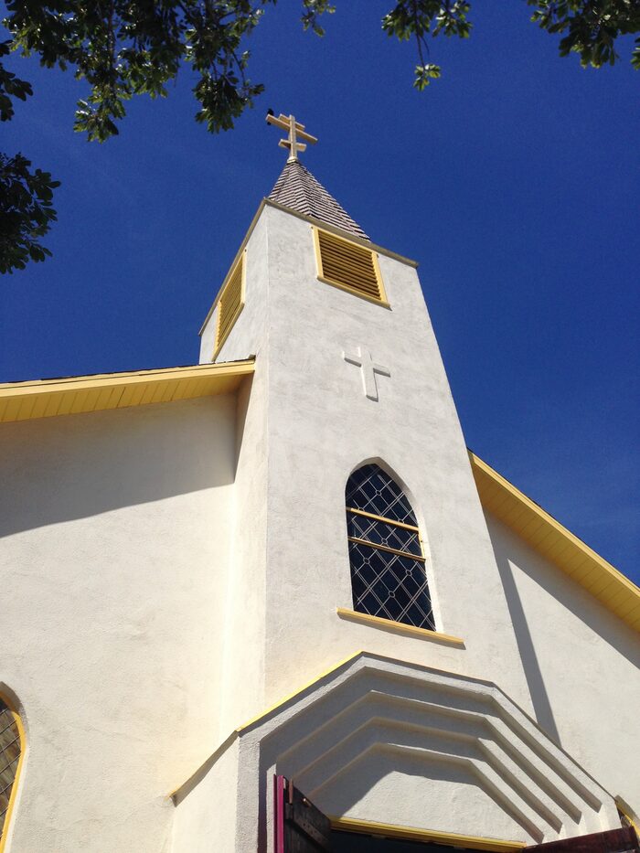 The steeple of St. Paul Melkite Mission